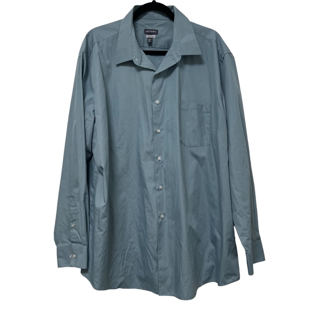 Van Heusen Regular Fit Wrinkle Free Men’s Dress Shirt 18 1/2, 34/35, 2XL Blue